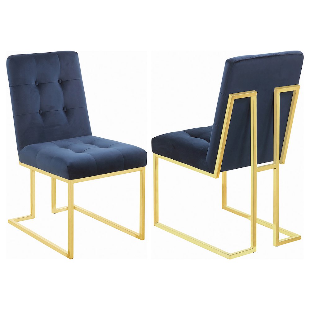 Cisco Velvet Upholstered Dining Side Chair Gold (Set of 2). Picture 1