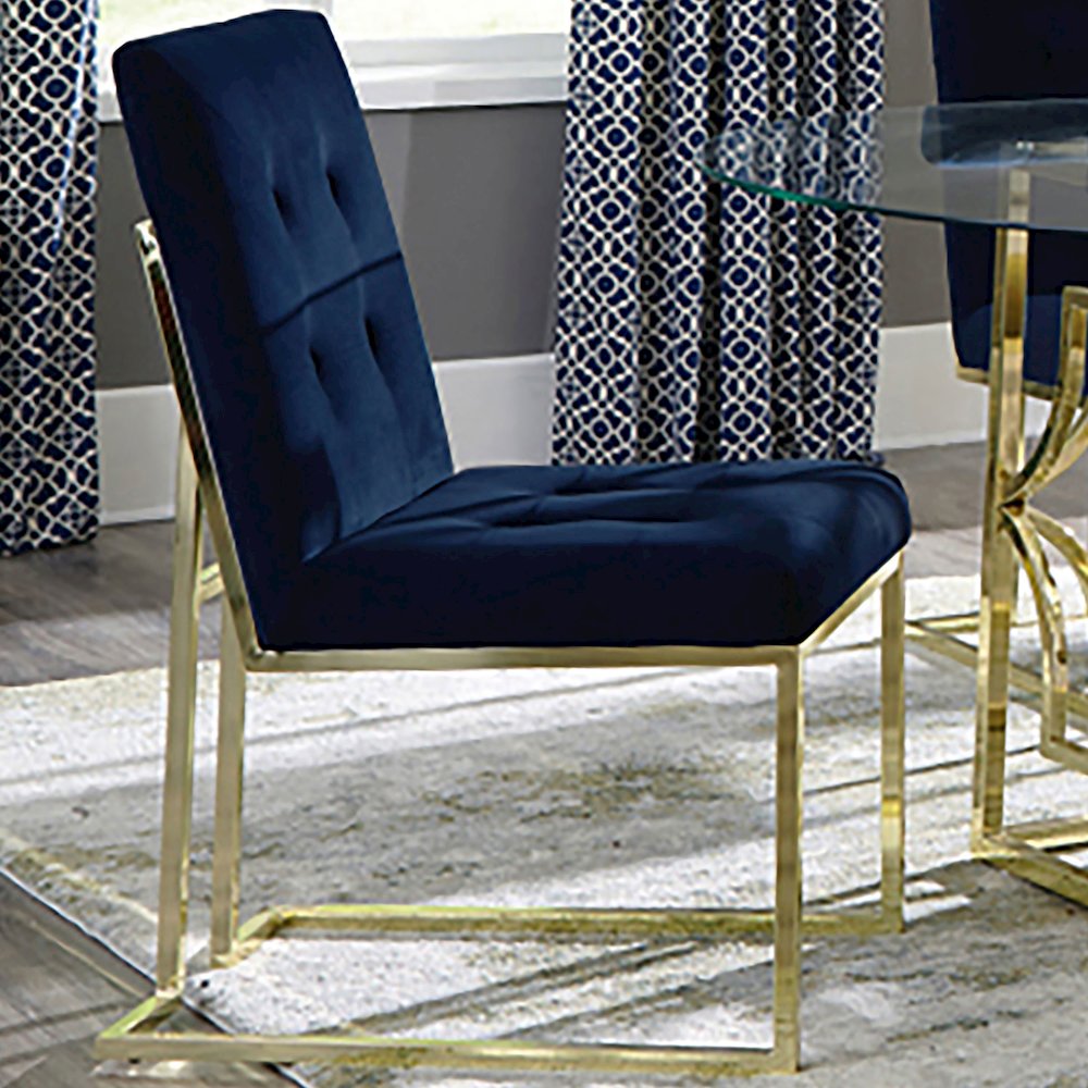 Cisco Velvet Upholstered Dining Side Chair Gold (Set of 2). Picture 11