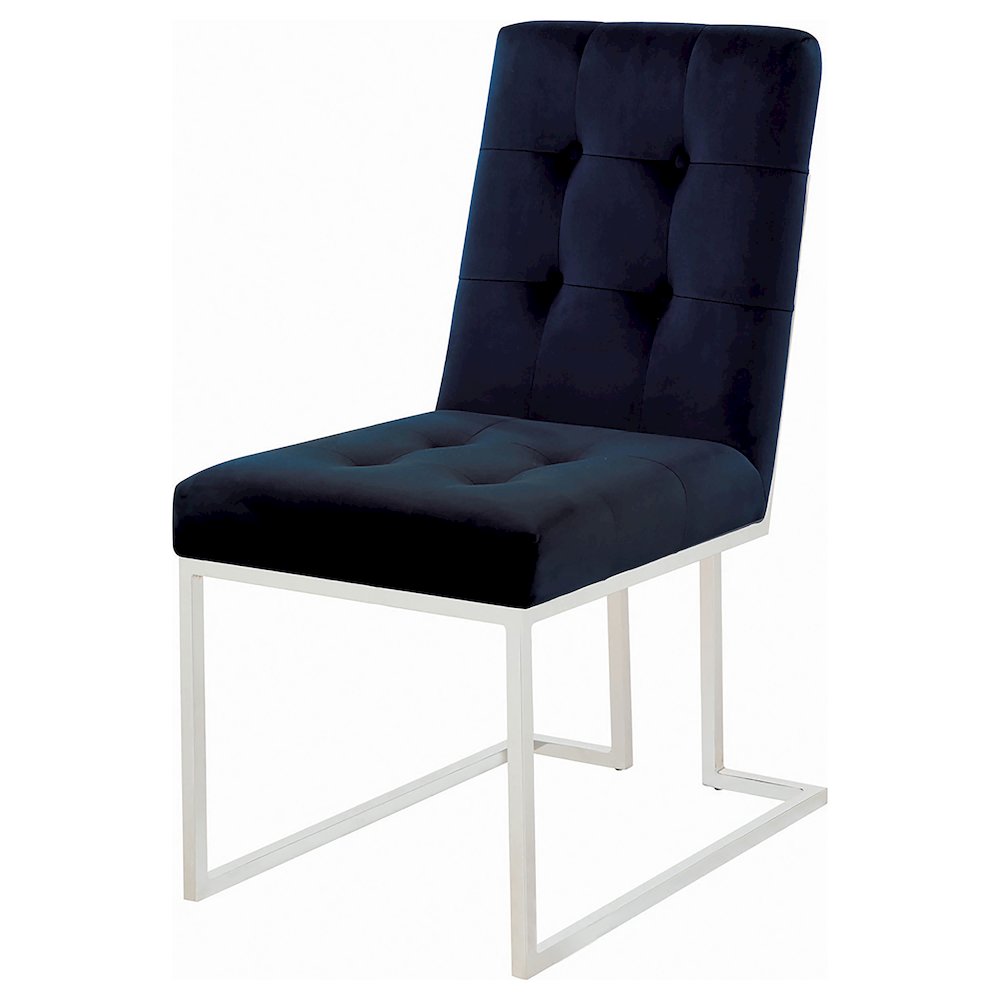 Cisco Velvet Upholstered Dining Side Chair Chrome (Set of 2). Picture 4