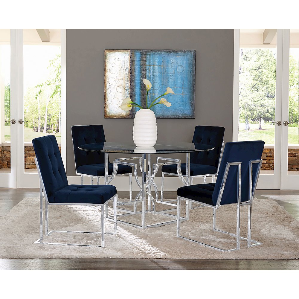 Cisco Velvet Upholstered Dining Side Chair Chrome (Set of 2). Picture 11