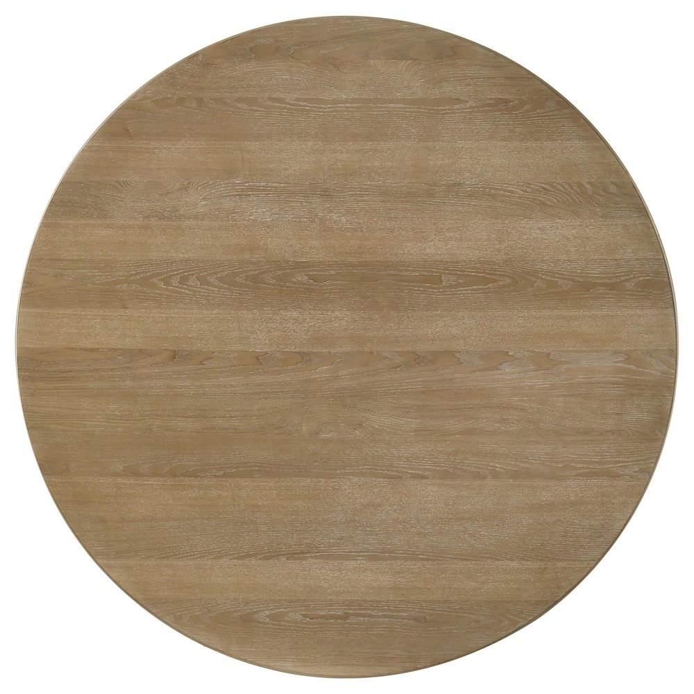 Adina 53-inch Round Wood Dining Table Distressed Light Brown. Picture 5