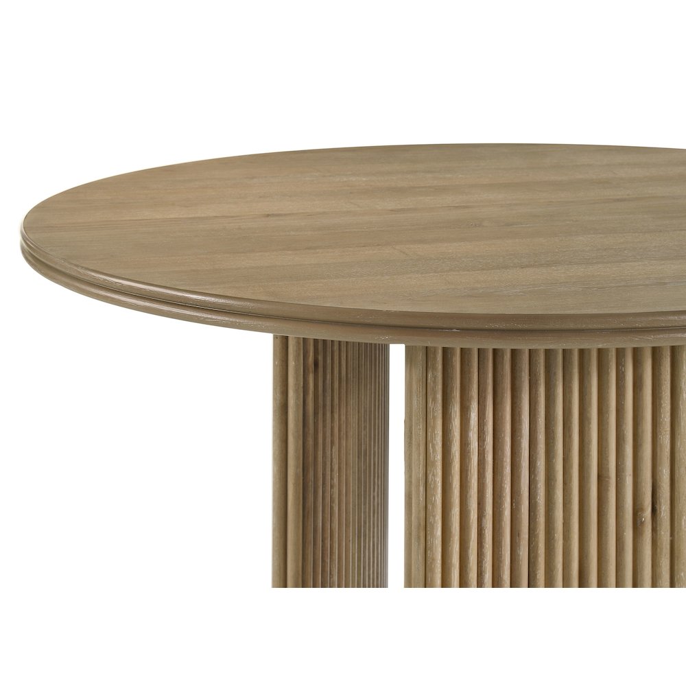 Adina 53-inch Round Wood Dining Table Distressed Light Brown. Picture 6