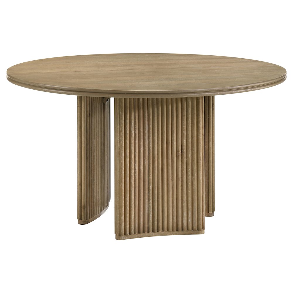 Adina 5-piece Round Dining Table Set Distressed Light Brown. Picture 3