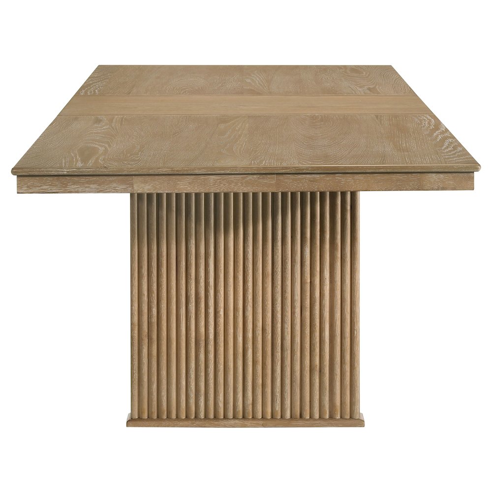 Adina 89-inch Extension Dining Table Distressed Light Brown. Picture 6