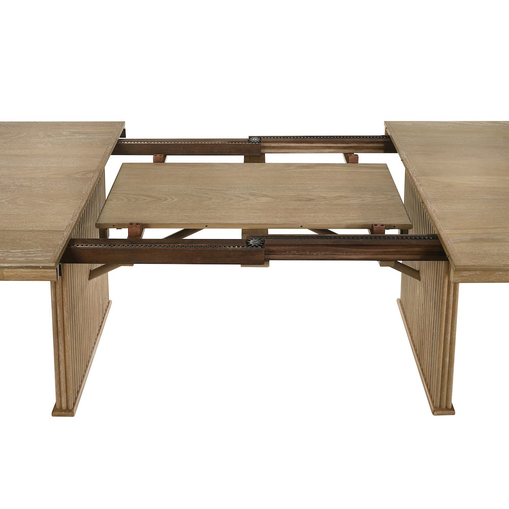 Adina 89-inch Extension Dining Table Distressed Light Brown. Picture 11