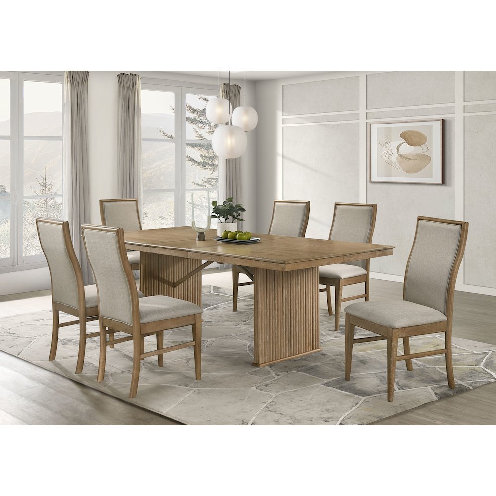 Adina 7-piece Extension Dining Set Distressed Light Brown. Picture 1