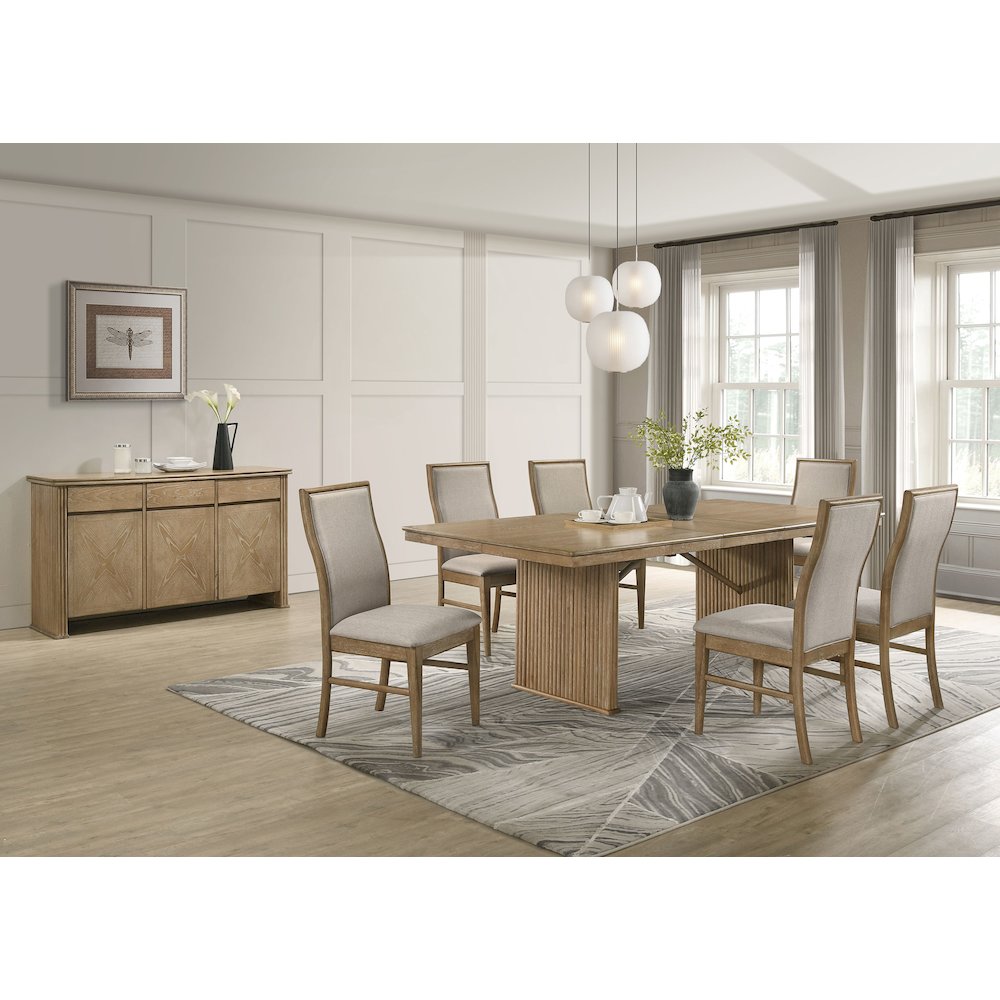 Adina 8-piece Extension Dining Set Distressed Light Brown. Picture 1
