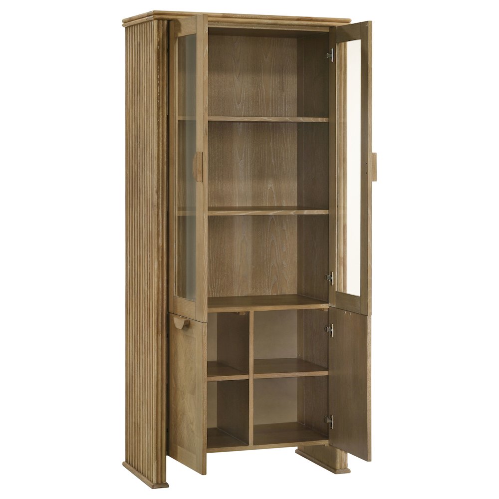 Adina 77-inch Tall Display Cabinet Distressed Light Brown. Picture 3