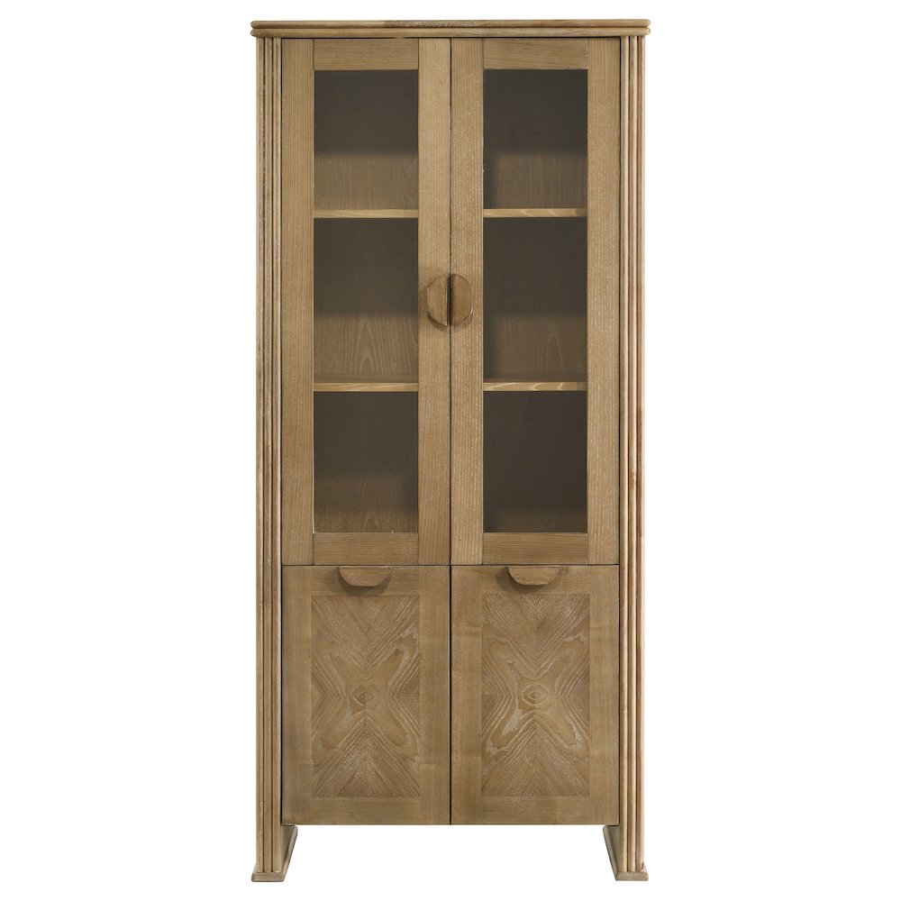 Adina 77-inch Tall Display Cabinet Distressed Light Brown. Picture 4