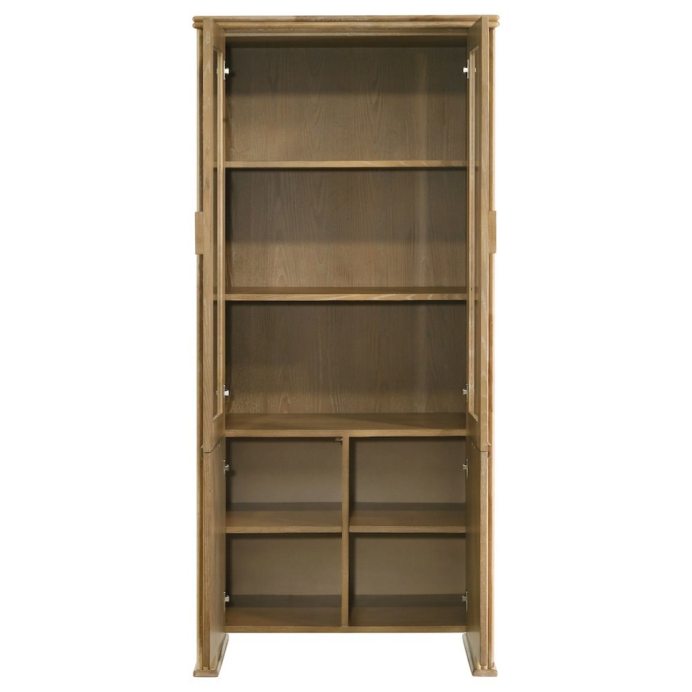 Adina 77-inch Tall Display Cabinet Distressed Light Brown. Picture 5