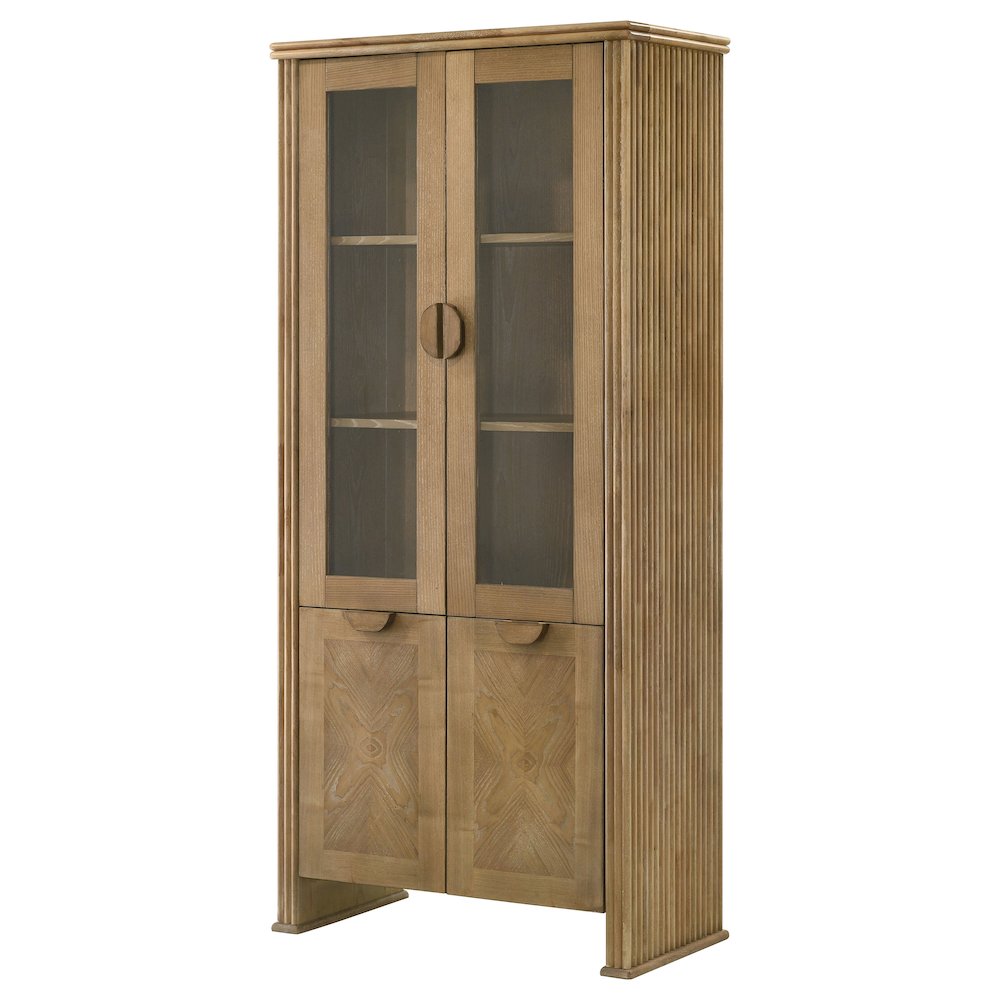 Adina 77-inch Tall Display Cabinet Distressed Light Brown. Picture 6