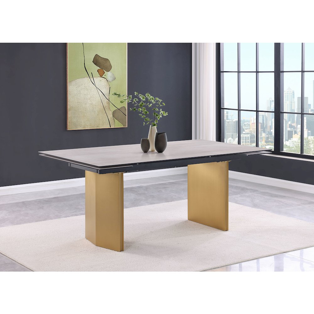Vesa 97-inch Glass Top Extension Dining Table Beige. Picture 2
