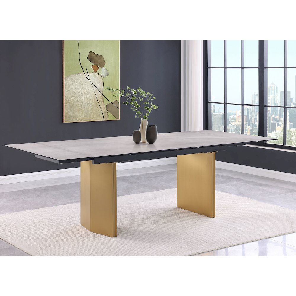 Vesa 97-inch Glass Top Extension Dining Table Beige. Picture 3
