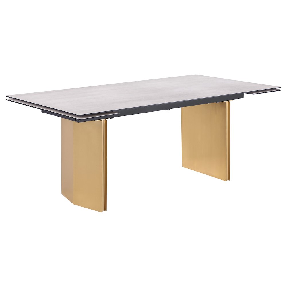Vesa 97-inch Glass Top Extension Dining Table Beige. Picture 1