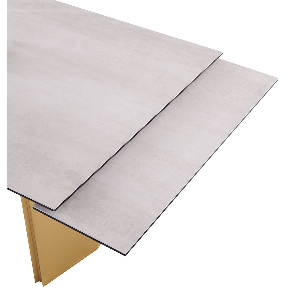 Vesa 97-inch Glass Top Extension Dining Table Beige. Picture 10