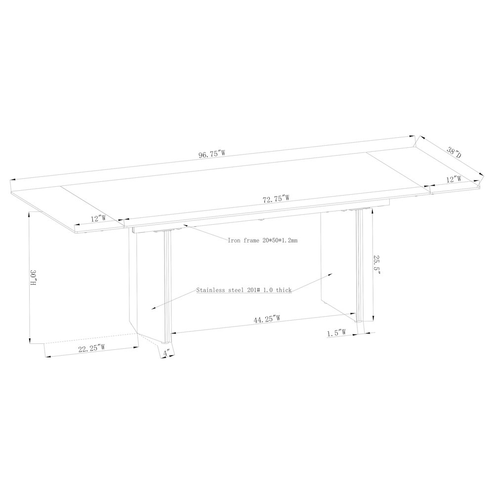 Vesa 97-inch Glass Top Extension Dining Table Beige. Picture 16