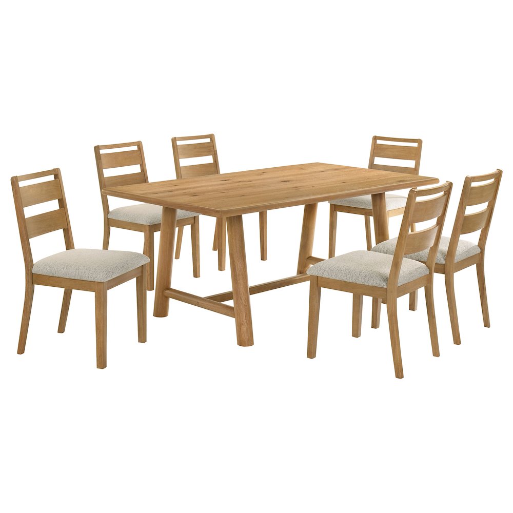 Duncan 7-piece Rectangular Wood Dining Table Set Washed Oak. Picture 2