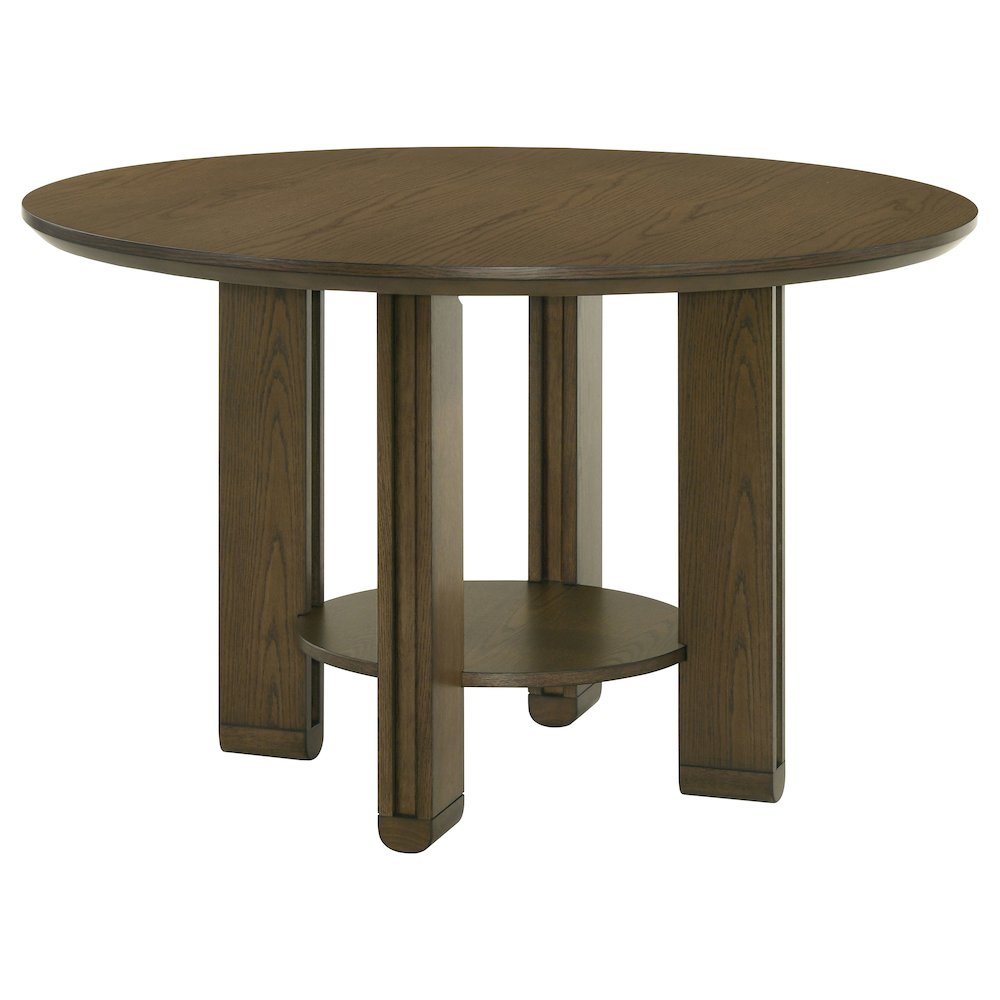 Ottowa 47-inch Round Wood Dining Table with Shelf Brown. Picture 1