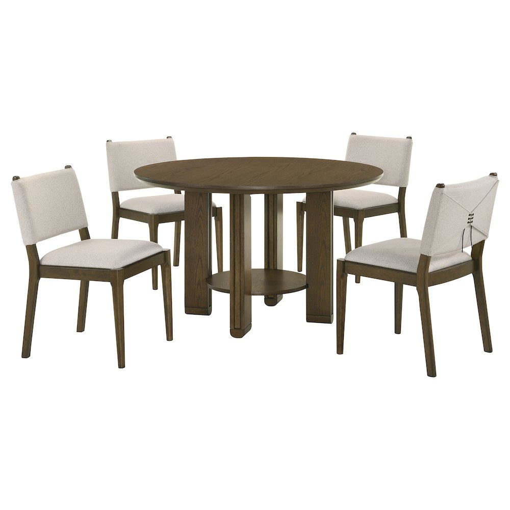 Ottowa 5-piece Round Wood Dining Room Table Set Brown. Picture 2
