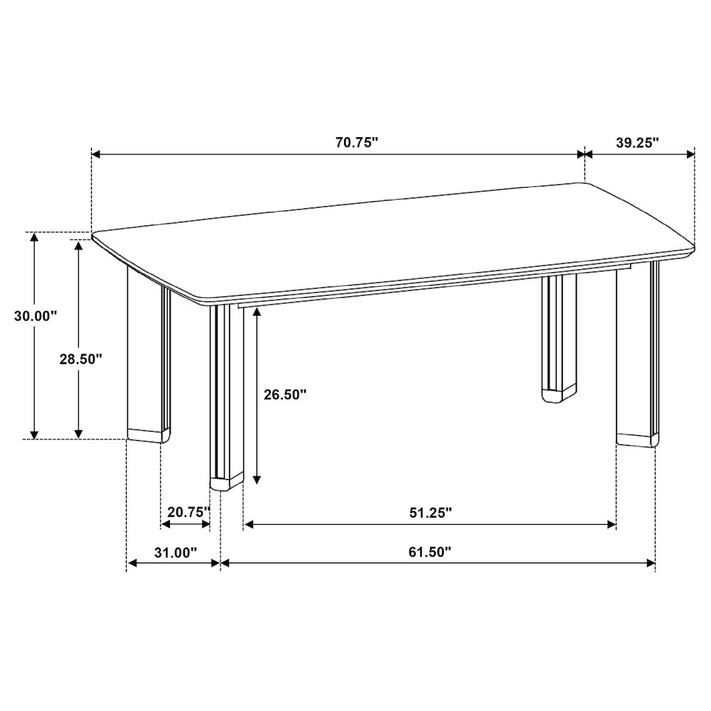 Ottowa 71-inch Rectangular Wood Dining Table Brown. Picture 9