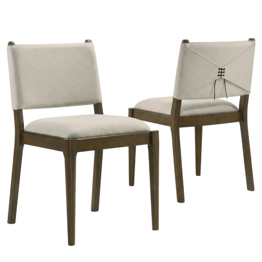 Fabric-Upholstered Dining Side Chairs, Brown, Set of 2. Picture 1