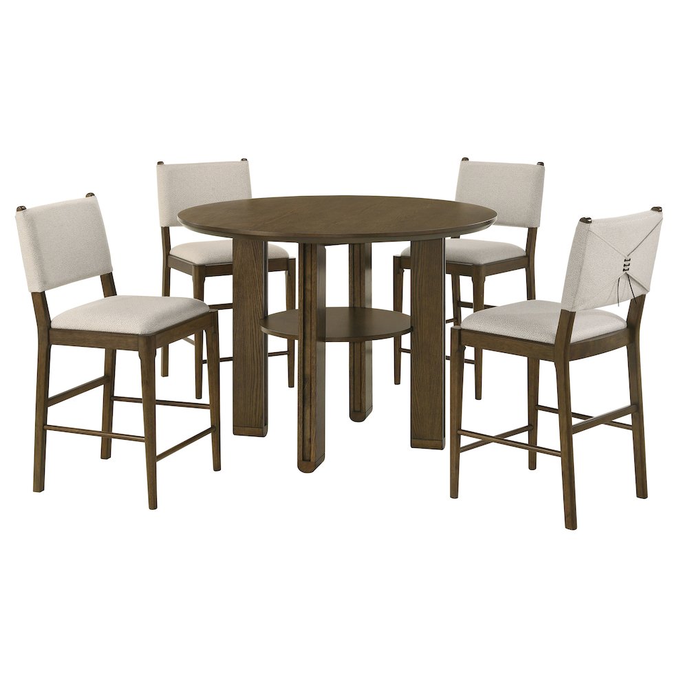 Ottowa 5-piece Round Counter Height Dining Room Set Brown. Picture 2