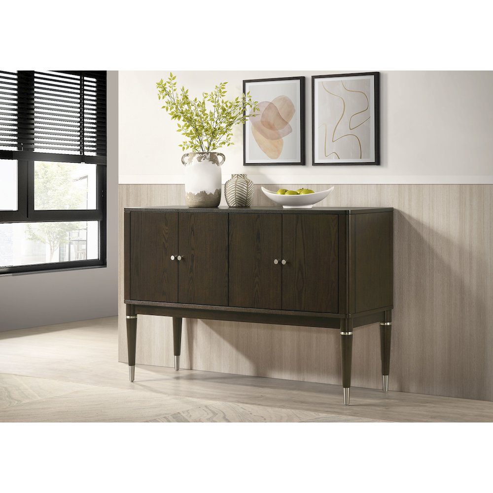 Reseda 4-door Dining Sideboard Server with Shelves Ash Brown. Picture 2