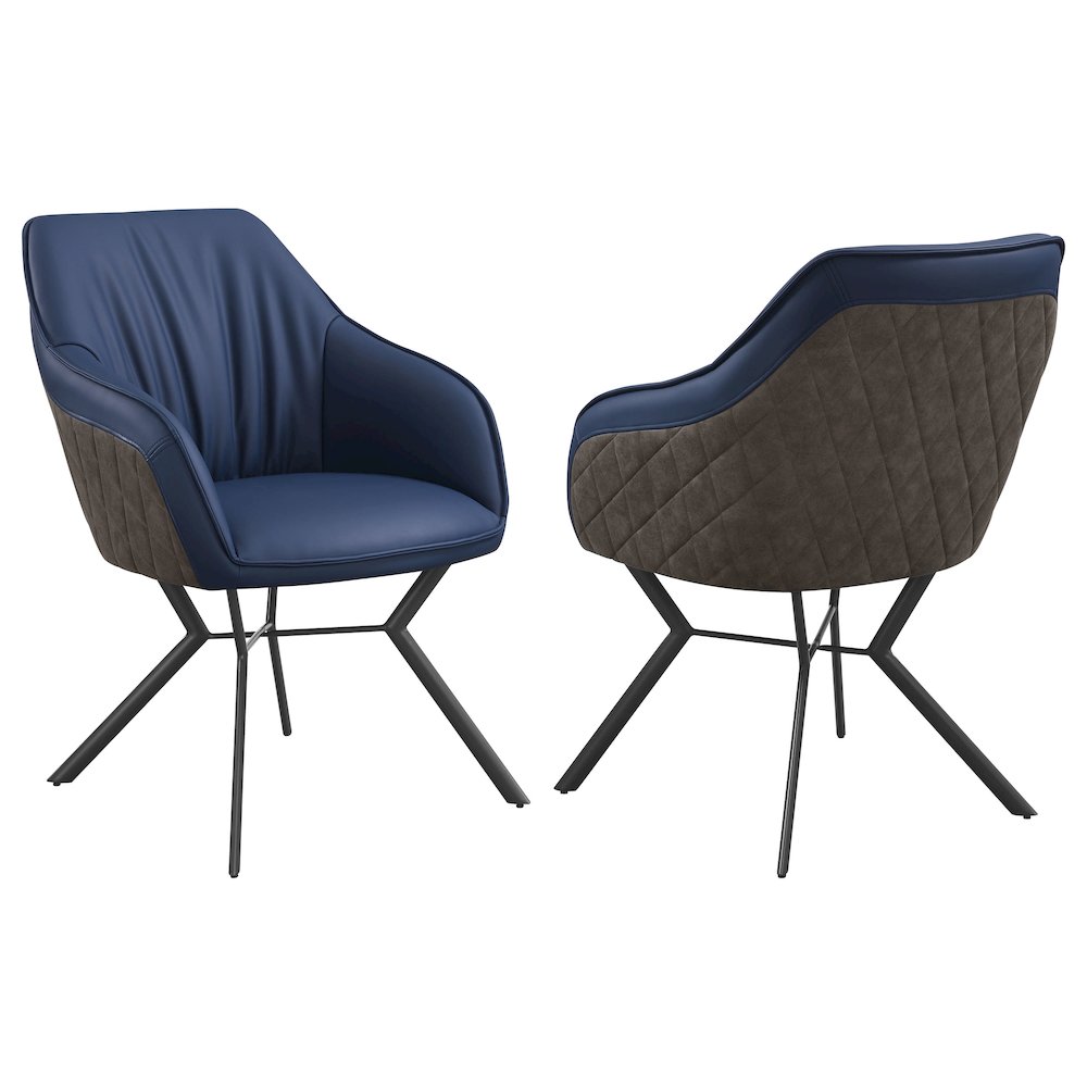 Mayer Upholstered Dining Arm Chair Blue and Brown (Set of 2). Picture 1