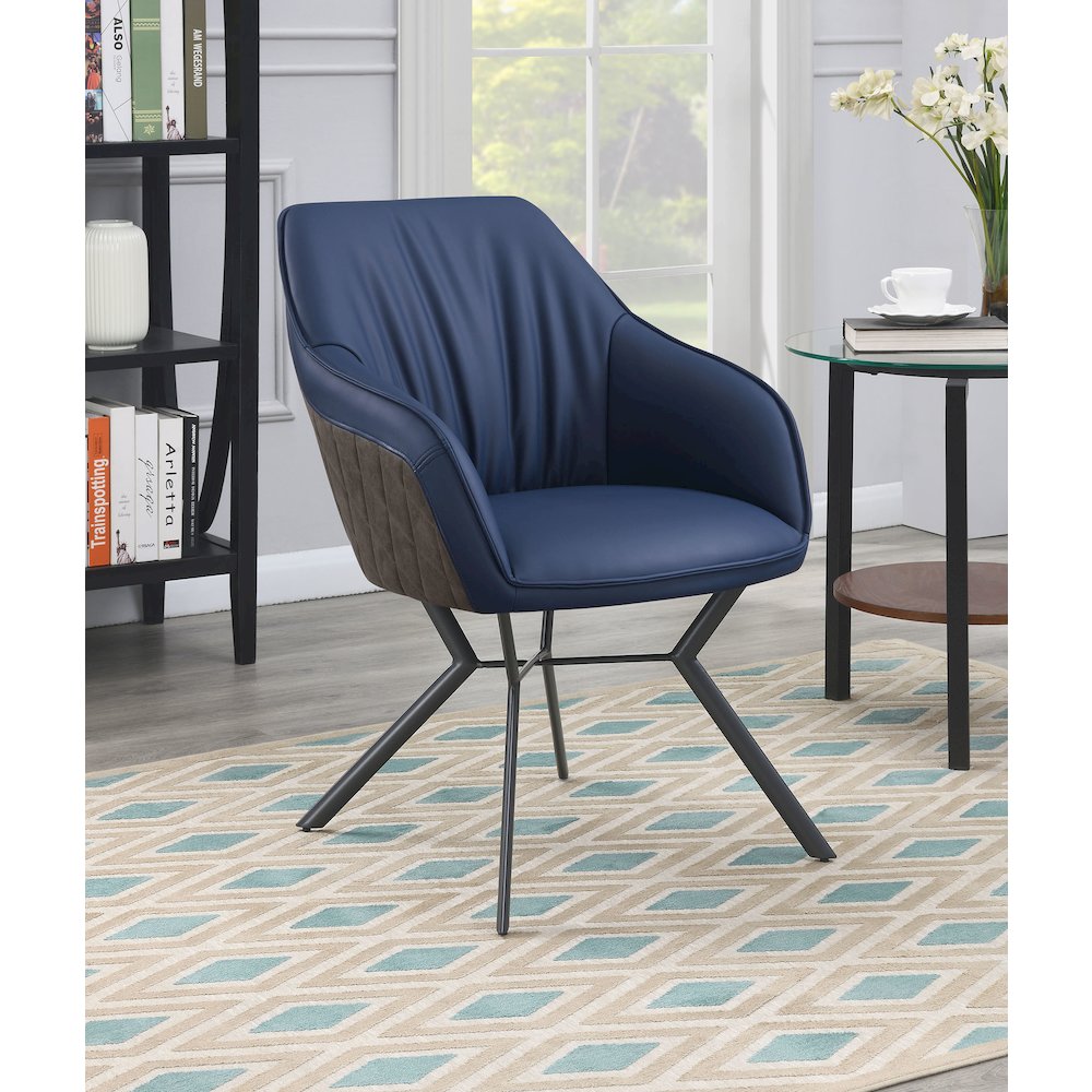 Mayer Upholstered Dining Arm Chair Blue and Brown (Set of 2). Picture 10
