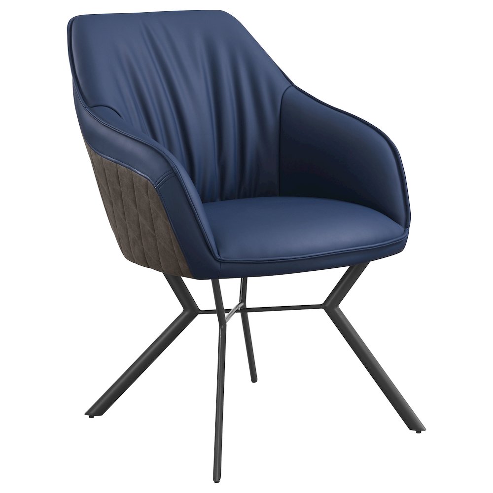 Mayer Upholstered Dining Arm Chair Blue and Brown (Set of 2). Picture 3