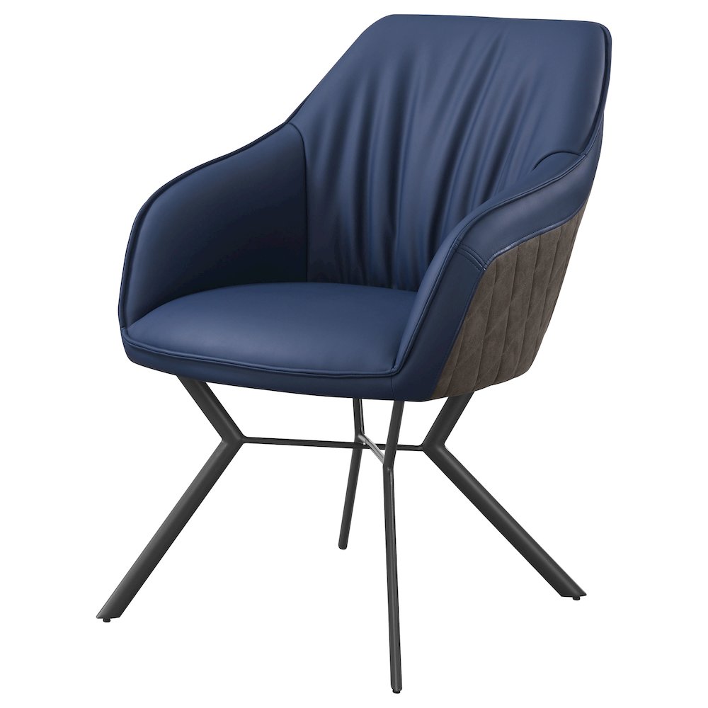 Mayer Upholstered Dining Arm Chair Blue and Brown (Set of 2). Picture 5