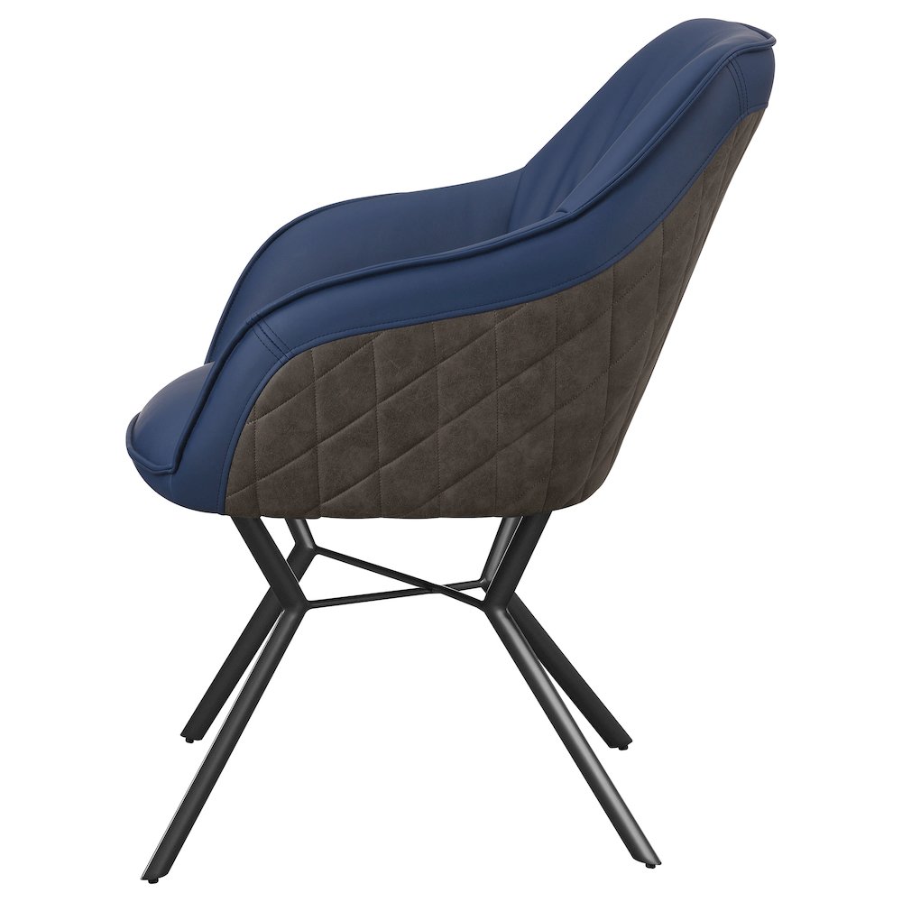 Mayer Upholstered Dining Arm Chair Blue and Brown (Set of 2). Picture 6