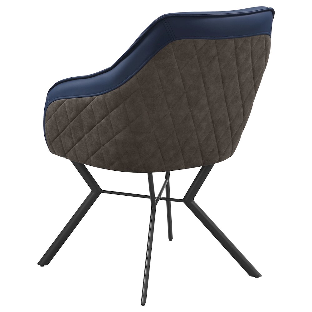 Mayer Upholstered Dining Arm Chair Blue and Brown (Set of 2). Picture 7