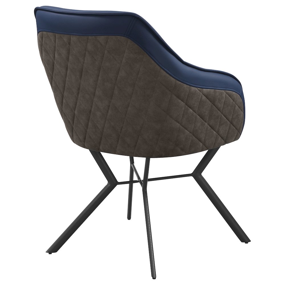 Mayer Upholstered Dining Arm Chair Blue and Brown (Set of 2). Picture 8
