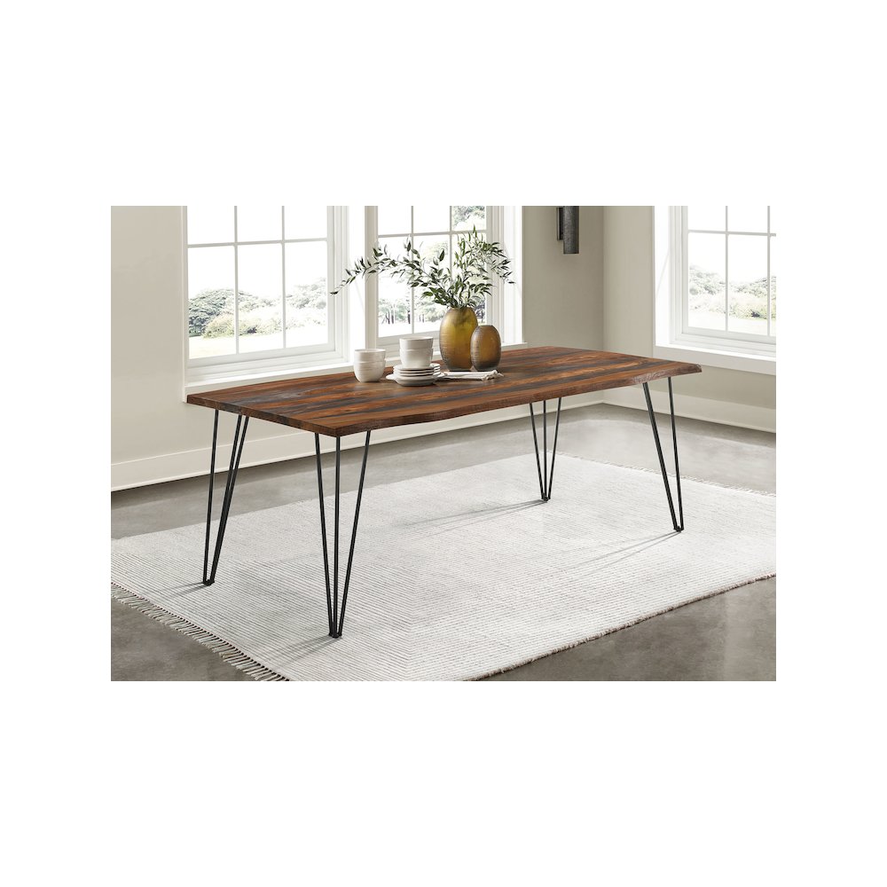 Neve 80-inch Live Edge Dining Table Grey Sheesham. Picture 5