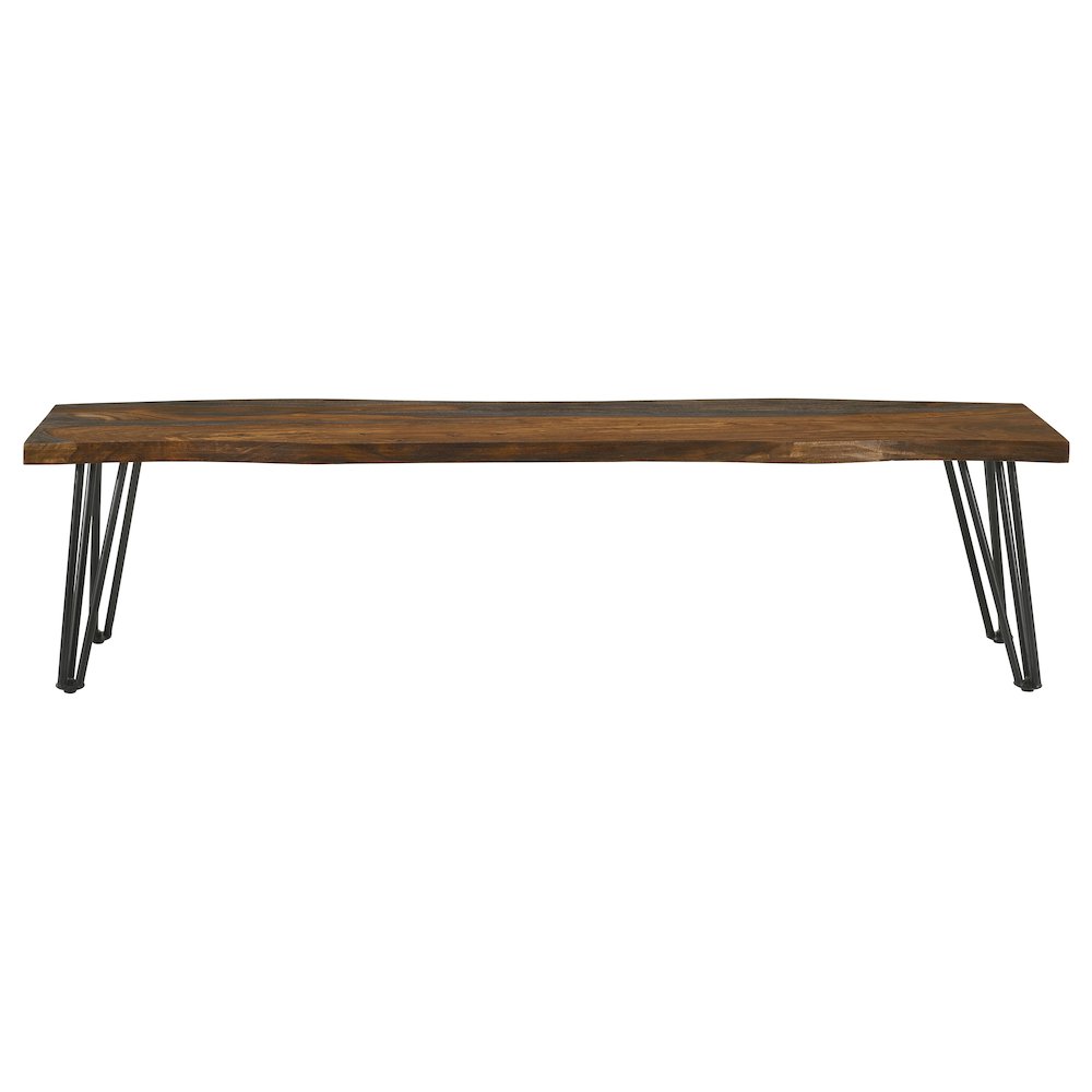 Neve Live Edge Wood Dining Bench Hairpin Legs Grey Sheesham. Picture 3