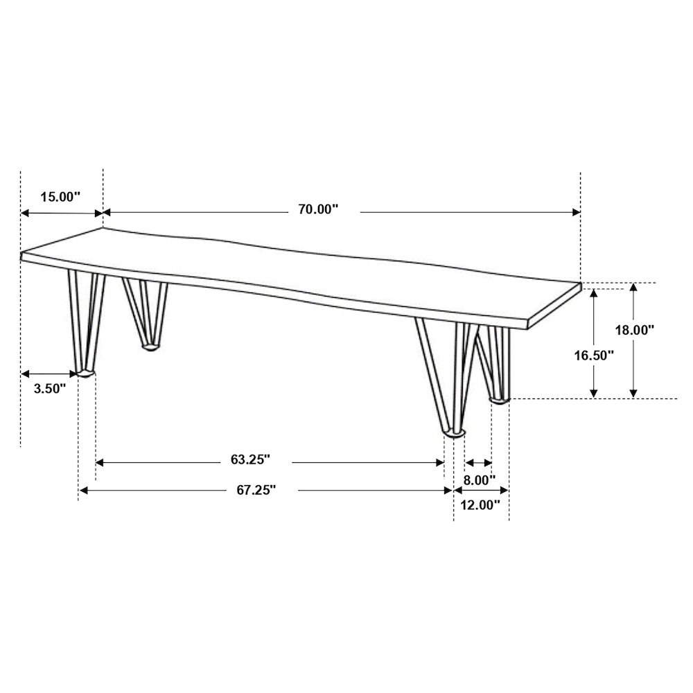 Neve Live Edge Wood Dining Bench Hairpin Legs Grey Sheesham. Picture 10
