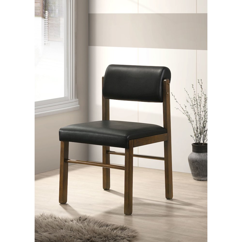 Kehoe Upholstered Dining Side Chair Black and Walnut (Set of 2). Picture 2