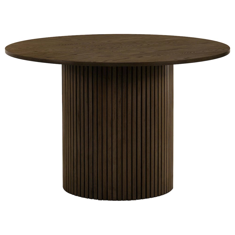 Hamlyn 43-inch Round Wood Dining Room Table Walnut. Picture 1