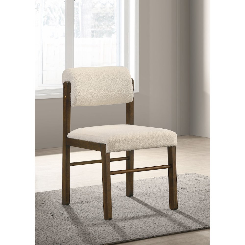 Kehoe Upholstered Dining Side Chair Cream and Walnut (Set of 2). Picture 2