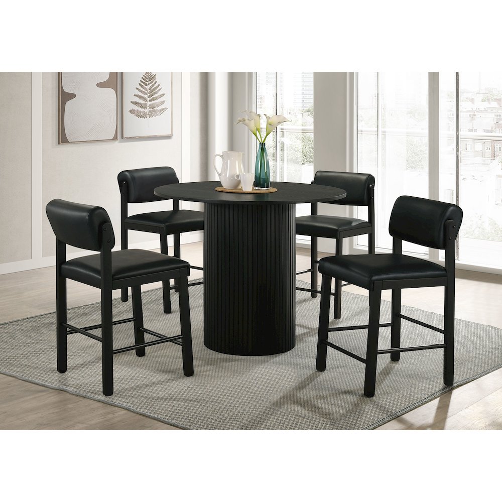 Hamlyn 43-inch Round Wood Counter Height Dining Table Black. Picture 7
