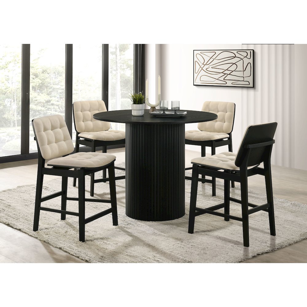 Hamlyn 43-inch Round Wood Counter Height Dining Table Black. Picture 8