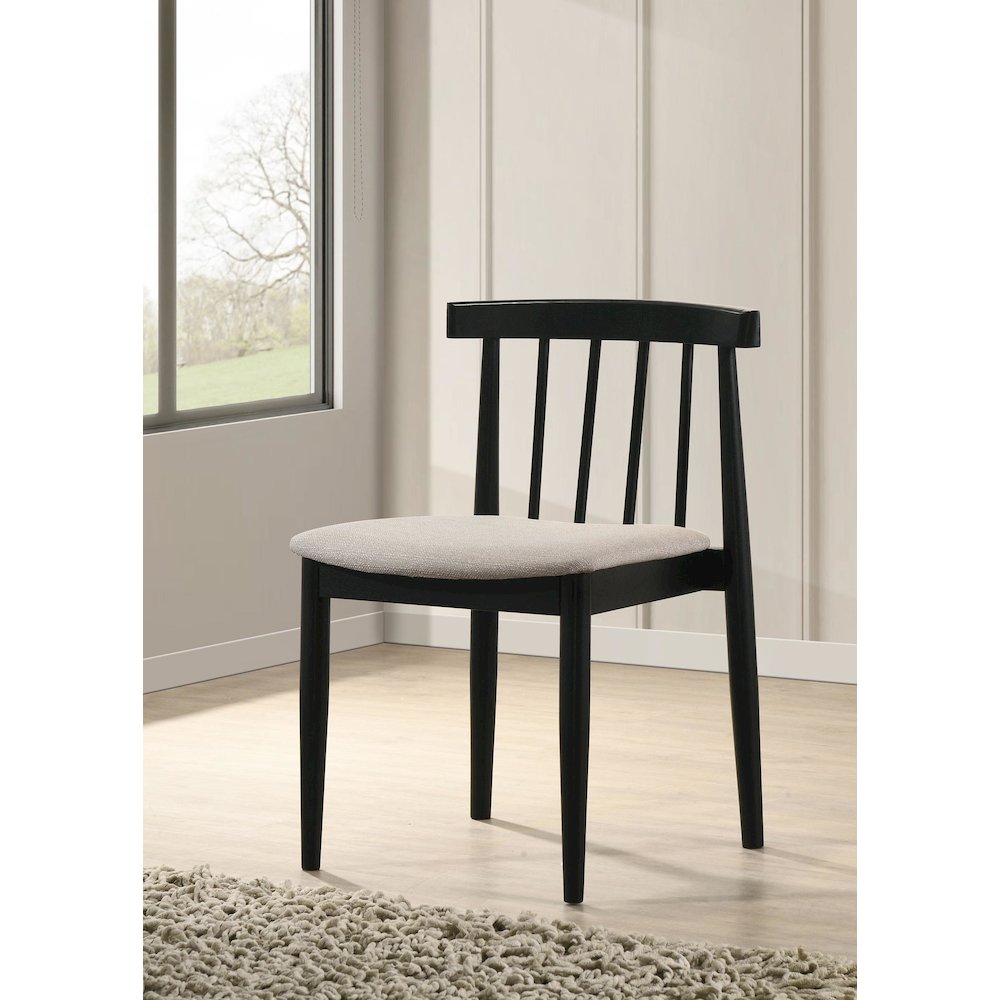 Cullen Dining Side Chair Upholstered Seat Black (Set of 2). Picture 4