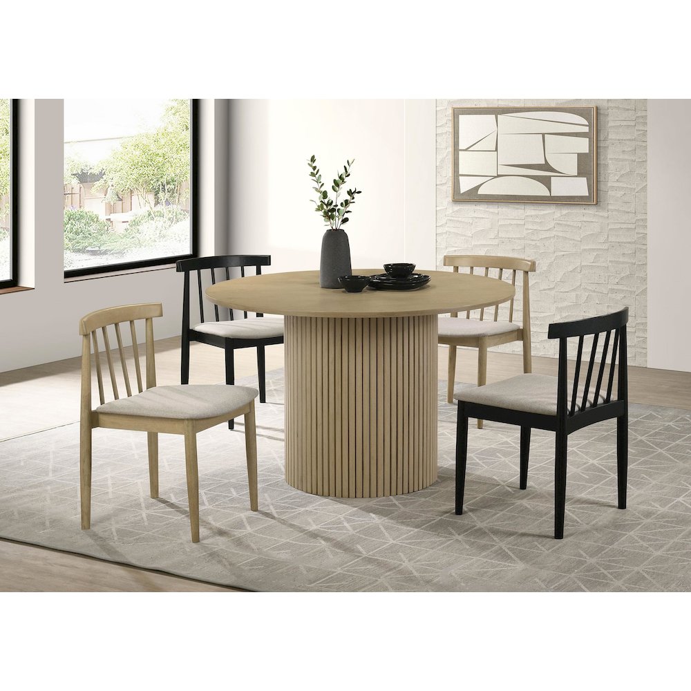 Cullen Dining Side Chair Upholstered Seat Black (Set of 2). Picture 3