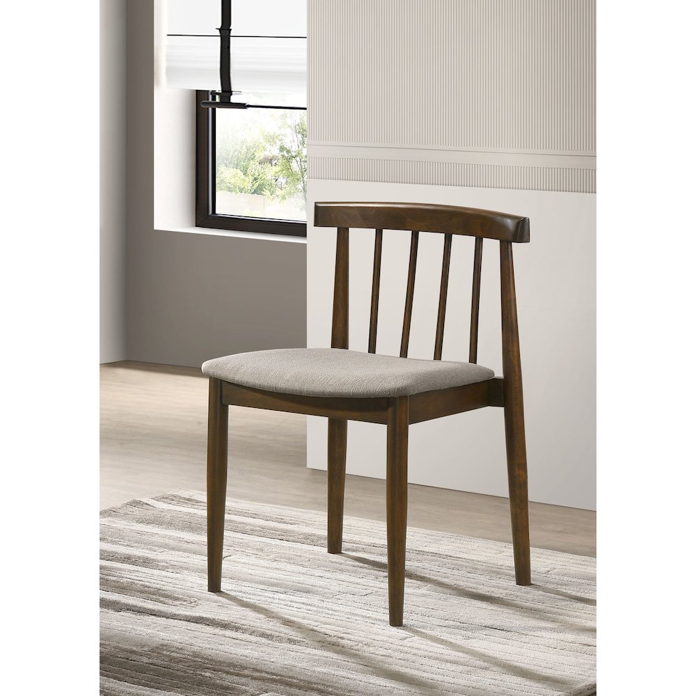 Cullen Dining Side Chair Upholstered Seat Dark Walnut (Set of 2). Picture 2