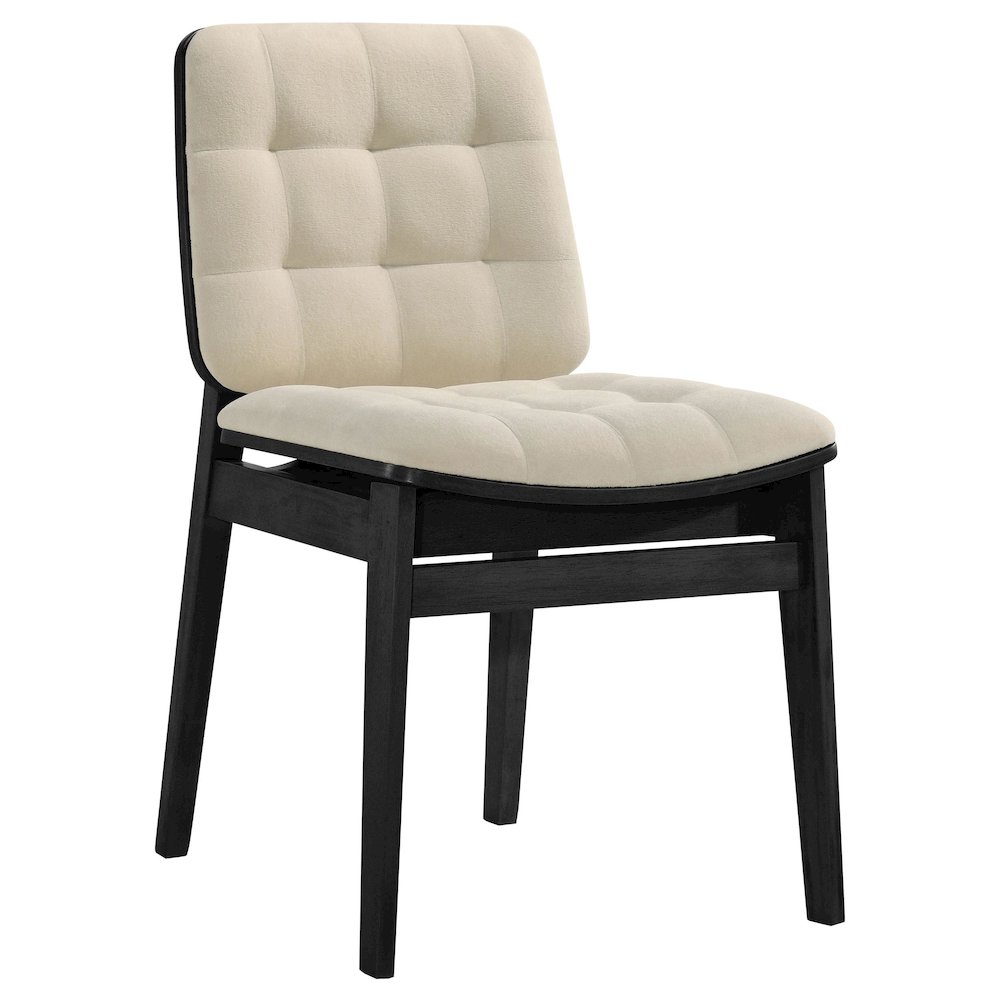 Redbridge Velvet Upholstered Side Chair Cream and Black (Set of 2). Picture 1