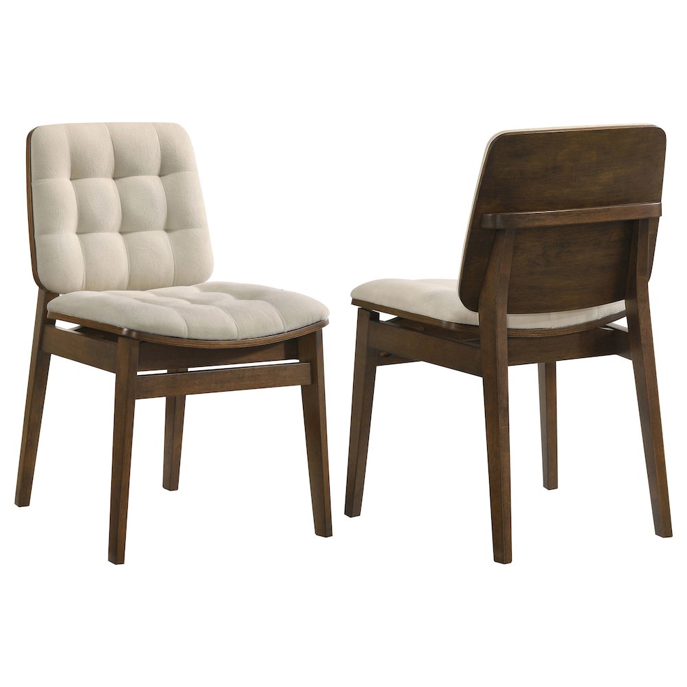 Redbridge Velvet Upholstered Side Chair Cream and Walnut (Set of 2). Picture 1