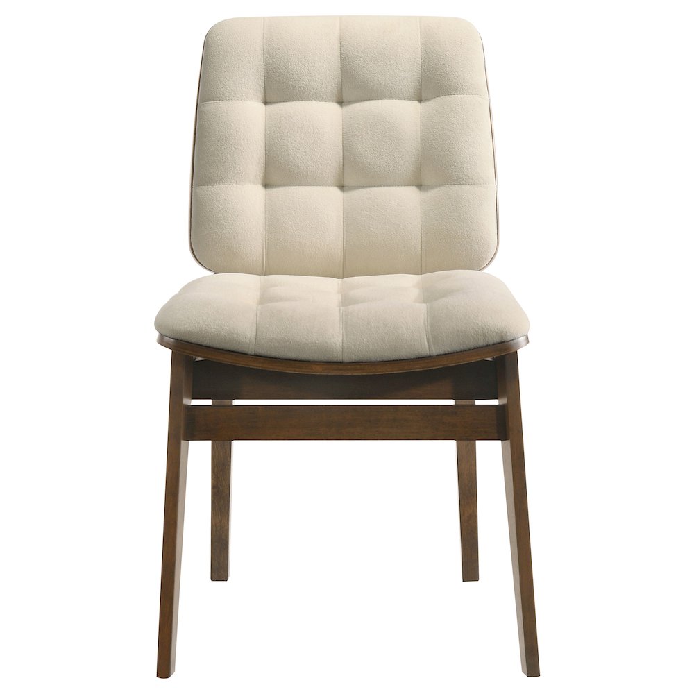 Redbridge Velvet Upholstered Side Chair Cream and Walnut (Set of 2). Picture 3