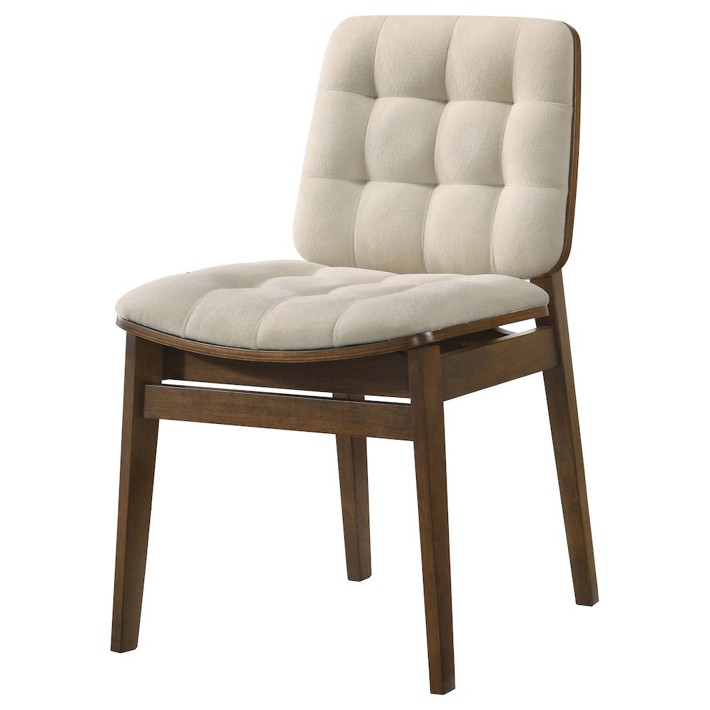 Redbridge Velvet Upholstered Side Chair Cream and Walnut (Set of 2). Picture 4