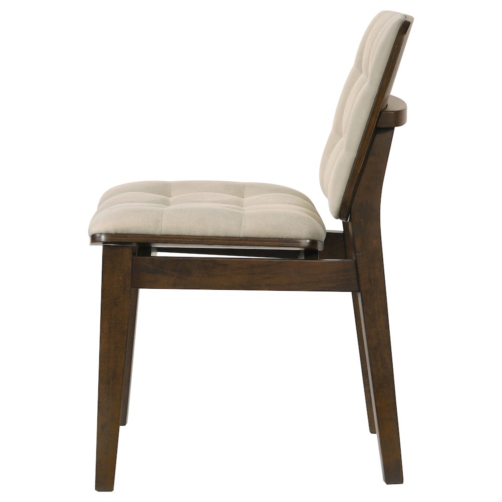 Redbridge Velvet Upholstered Side Chair Cream and Walnut (Set of 2). Picture 5